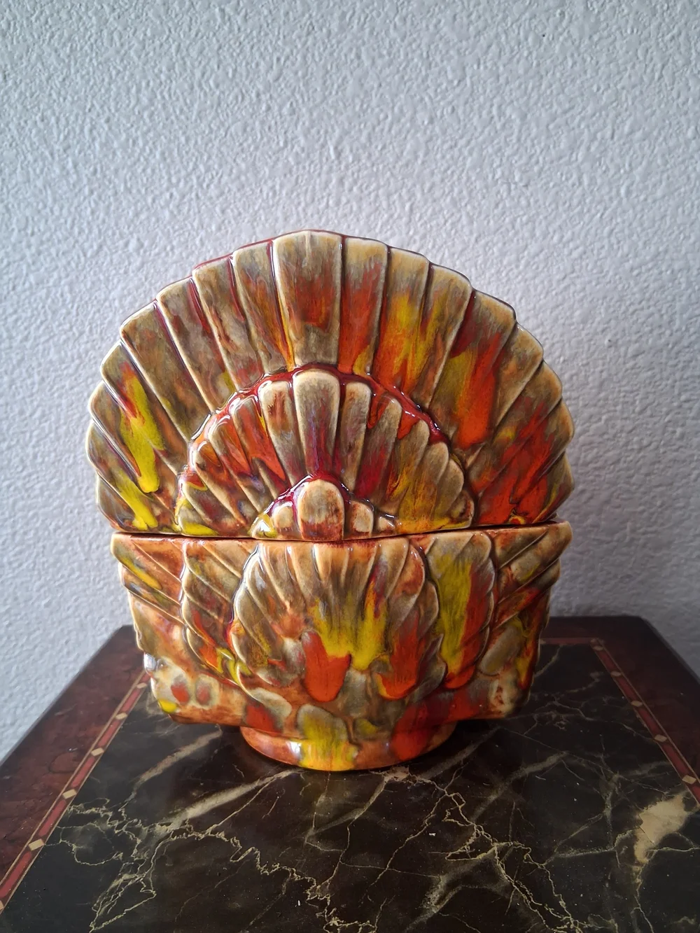 Ceramic Turkey Figurine Decorative Sculpture - Artist Signed Vintage High Gloss